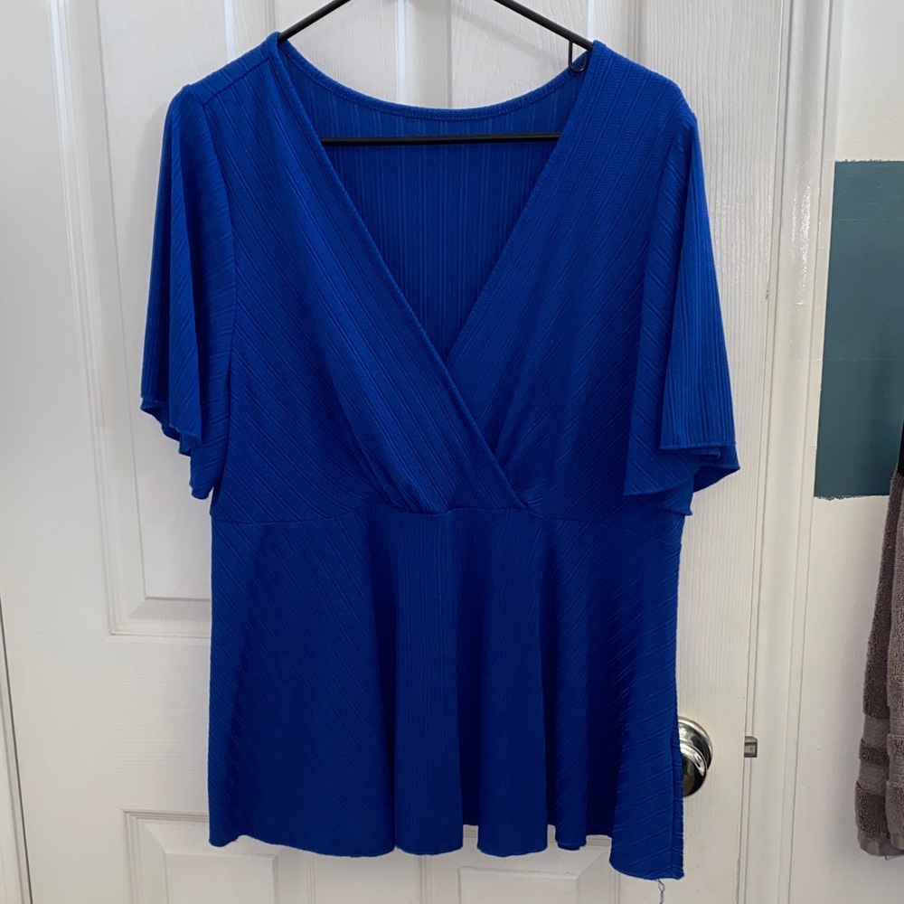 SHEIN Royal Blue V-Neck Blouse
